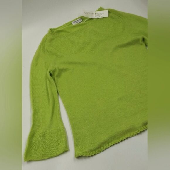 Cashmere Maria Sartini  Cotton Blend Sweater SZ 44 Neon Green - Picture 8 of 16